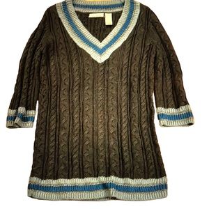 Vintage DKNY Gray V-Neck Tunic Sweater